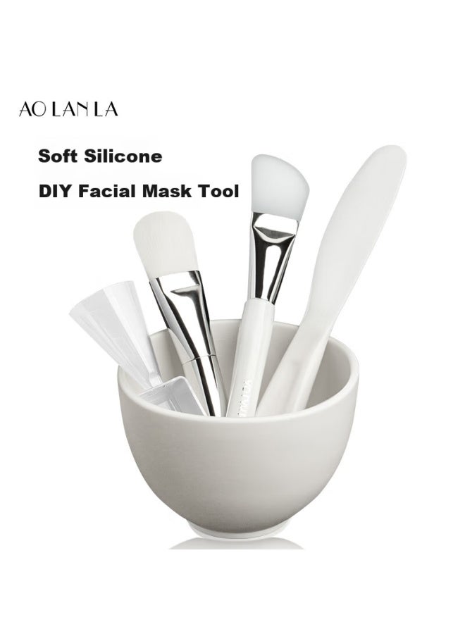 Aolanla Silicone Mask Brush Set Of 5: Clay Mask Soft Bristle Brush, Silicone Brush, Homemade Face Mask Bowl Tools, Clay Mask Stick - Image 1
