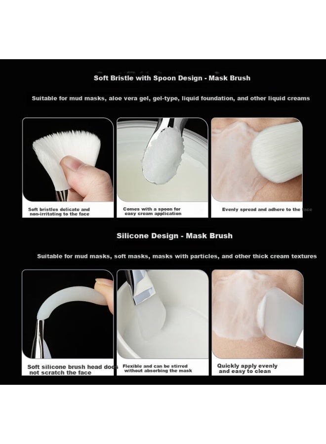Aolanla Silicone Mask Brush Set Of 5: Clay Mask Soft Bristle Brush, Silicone Brush, Homemade Face Mask Bowl Tools, Clay Mask Stick - Image 2