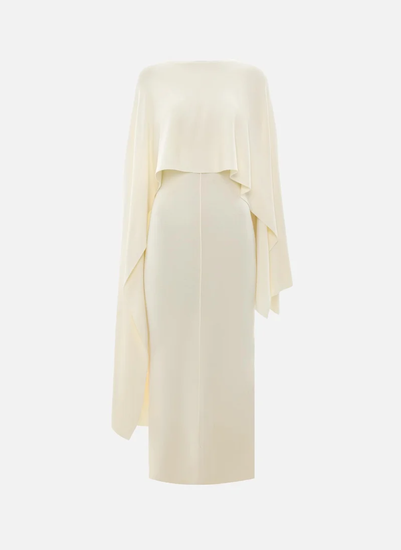 Lichi  Viscose knitted maxi dress with long shoulder cape for Women | Best Price UAE