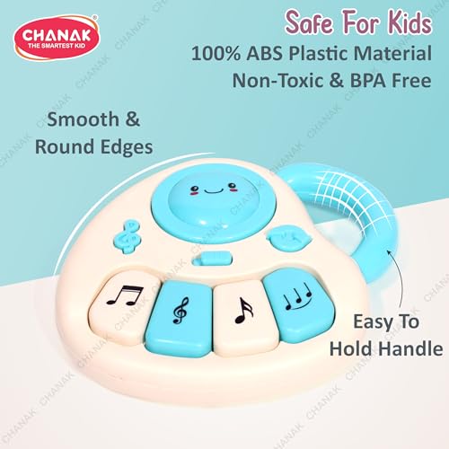 Chanak Baby Piano Musical Infant Toy 4 Key Nodes with 31 Music melodies Includes Learning Numbers & Shapes, Flashing Lights Early Learning Baby Tiny Tunes for Boys Girls, 6 to 12 Months (White/Blue) - Image 2