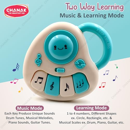 Chanak Baby Piano Musical Infant Toy 4 Key Nodes with 31 Music melodies Includes Learning Numbers & Shapes, Flashing Lights Early Learning Baby Tiny Tunes for Boys Girls, 6 to 12 Months (White/Blue) - Image 4