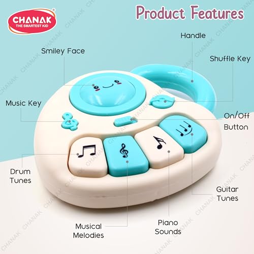 Chanak Baby Piano Musical Infant Toy 4 Key Nodes with 31 Music melodies Includes Learning Numbers & Shapes, Flashing Lights Early Learning Baby Tiny Tunes for Boys Girls, 6 to 12 Months (White/Blue) - Image 5