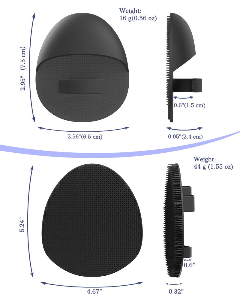 Manmihealth Silicone Back Scrubber (Thick Bristles) & Bath Glove & Face Brush Set(3PCS), Super-Exfoliating & Lathering Body Scrubber, Shower Brush, Face Scrubber Combination, with a Free Hook.(Black) - Image 3
