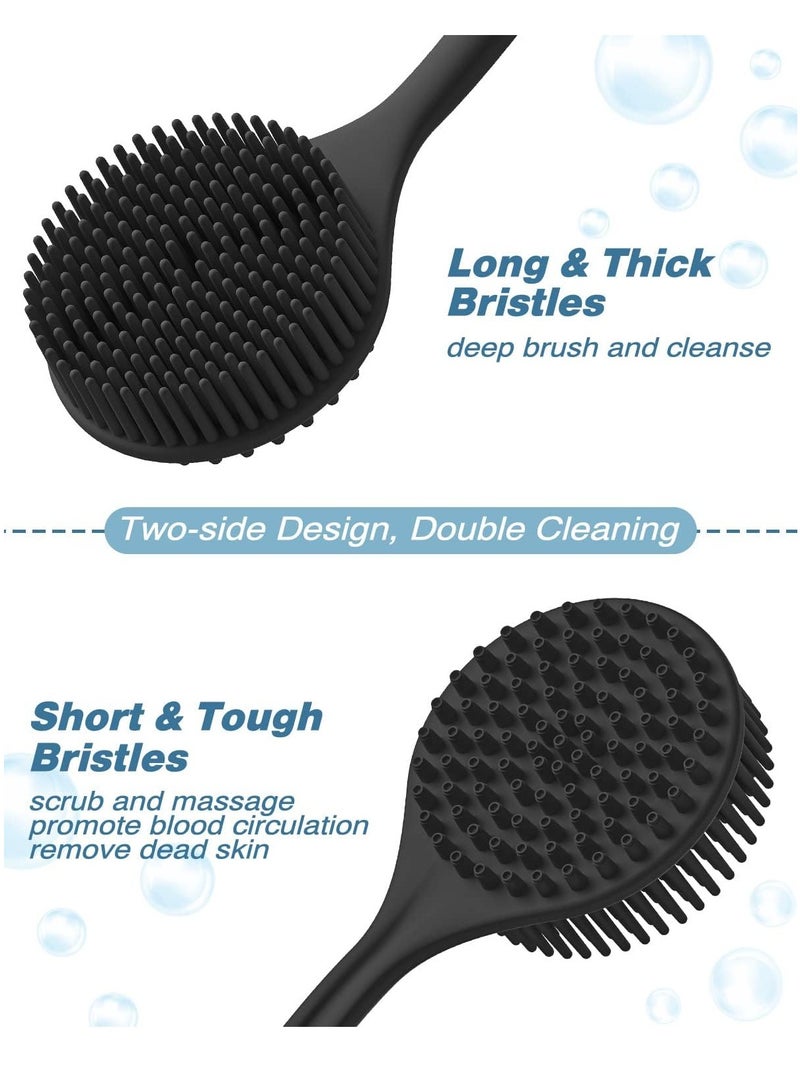 Manmihealth Manmihealth Silicone Back Scrubber (Thick Bristles) & Bath Glove & Face Brush Set(3PCS), Super-Exfoliating & Lathering Body Scrubber, Shower Brush, Face Scrubber Combination, with a Free Hook.(Black) - Image 4