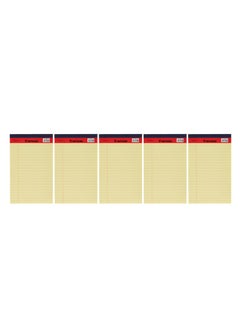 MARKQ Writing Pad, 5 Pack Single line Legal Notepad, A5 Yellow Notebook Sheets for School, College, Office Supplies, 50 Sheets  - Image 1
