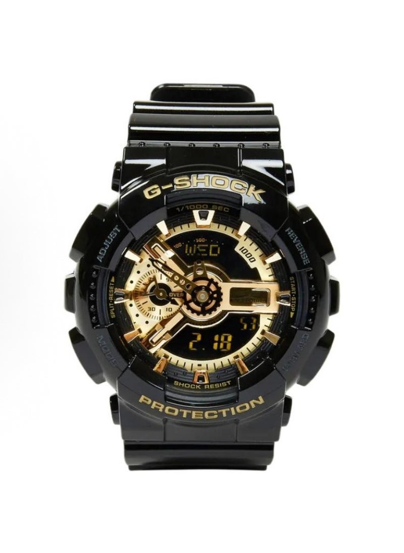 CASIO - CASIO Sports Waterproof and Shockproof Watch GA-110 Black Gold - Image 1