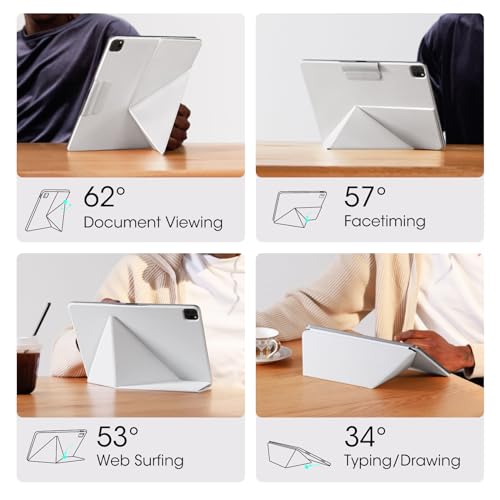 PITAKA iPad Pro 11 Inch Case, Compatible with iPad Air M3/M2 11 Inch (4-7th Gen) & 2022/2021/2020/2018 iPad Pro 11 (1-4th Gen), Portrait/Landscape Magnetic Case with 4 Standing Angles - White - Image 3