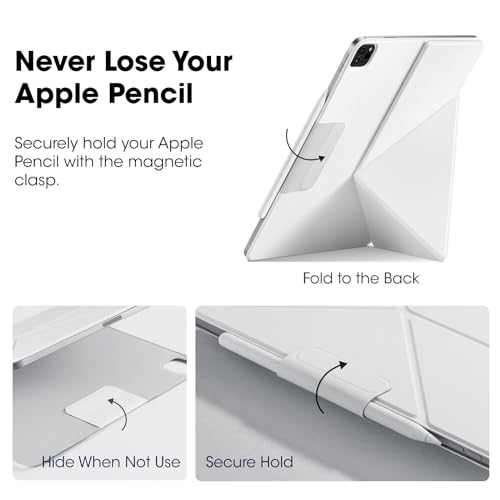 PITAKA iPad Pro 11 Inch Case, Compatible with iPad Air M3/M2 11 Inch (4-7th Gen) & 2022/2021/2020/2018 iPad Pro 11 (1-4th Gen), Portrait/Landscape Magnetic Case with 4 Standing Angles - White - Image 4