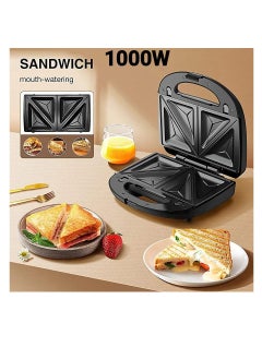 Generic Sandwich Maker, Sandwich Grill, Removable Non-Stick Plates, Stainless Steel, Cool Touch Handle, Suitable for Breakfast, Lunch, Snacks, 1000w, Black  - Image 2