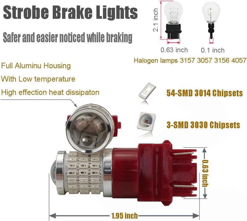 iBrightstar 9-30V Flashing Strobe Brake Light LED Bulbs - Image 2