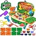 Crelloci Dinosaur Color Dough Set Tools Dino World 26 PCS Playsets Toy Clay Accessaries Dough and Moulds in a Portable Case with Wheels for Kids Toddlers Children - Image 2