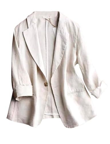 IDEALSANXUN Beige Blazer for Women Business Casual Outfits Work Office Clothes 2024 Interview Attire Corporate Professional Suit Jacket Dressy Summer Lightweight Cardigan Tops Blouse, Beige, L - Image 5