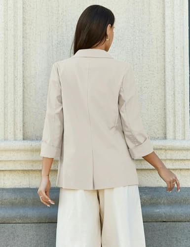 IDEALSANXUN Beige Blazer for Women Business Casual Outfits Work Office Clothes 2024 Interview Attire Corporate Professional Suit Jacket Dressy Summer Lightweight Cardigan Tops Blouse, Beige, L - Image 4