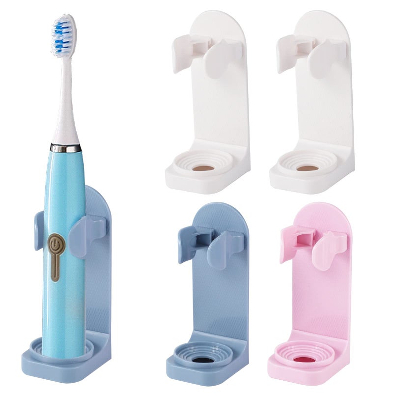 4 Pack Electric Toothbrush Holder SelfAdhesive Toothbrush Stand Organizer Wall Mounted Universal Toothpaste Storage for Bathroom PinkBlueWhite
