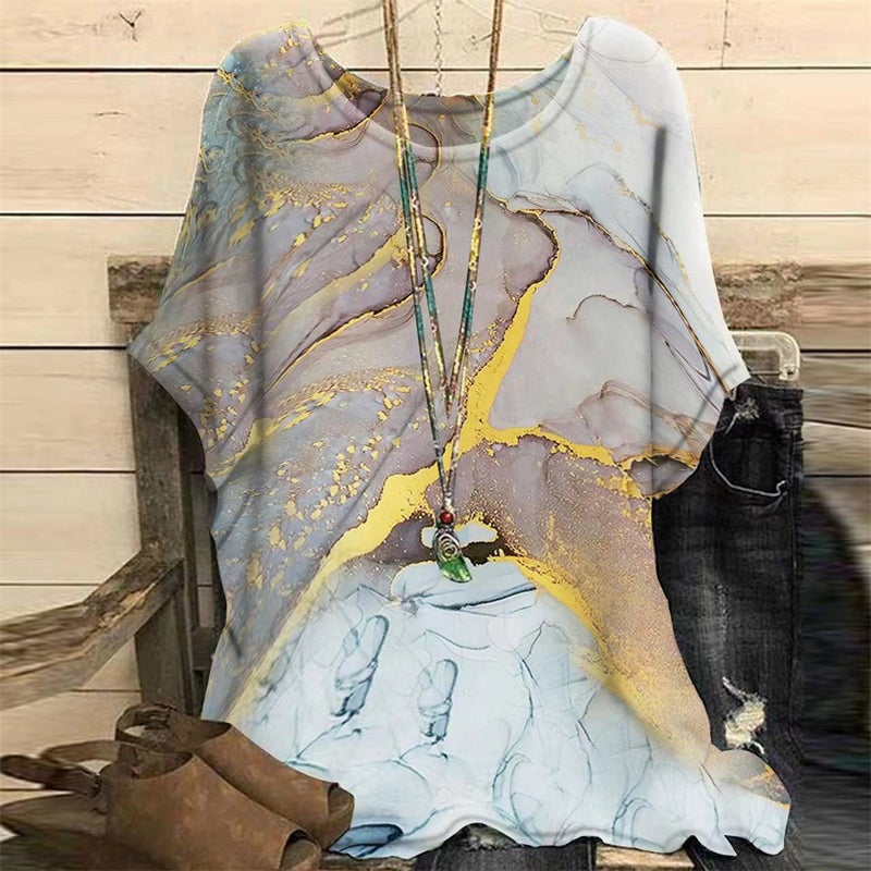 2023 Explosions 3D Digital Printing Women's Tassel Version Loose Thin Short Sleeve T-Shirt - Image 4