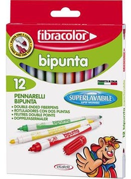 Fibracolor Bipunta 12 Colors Double Tip Felt Tip Pen 