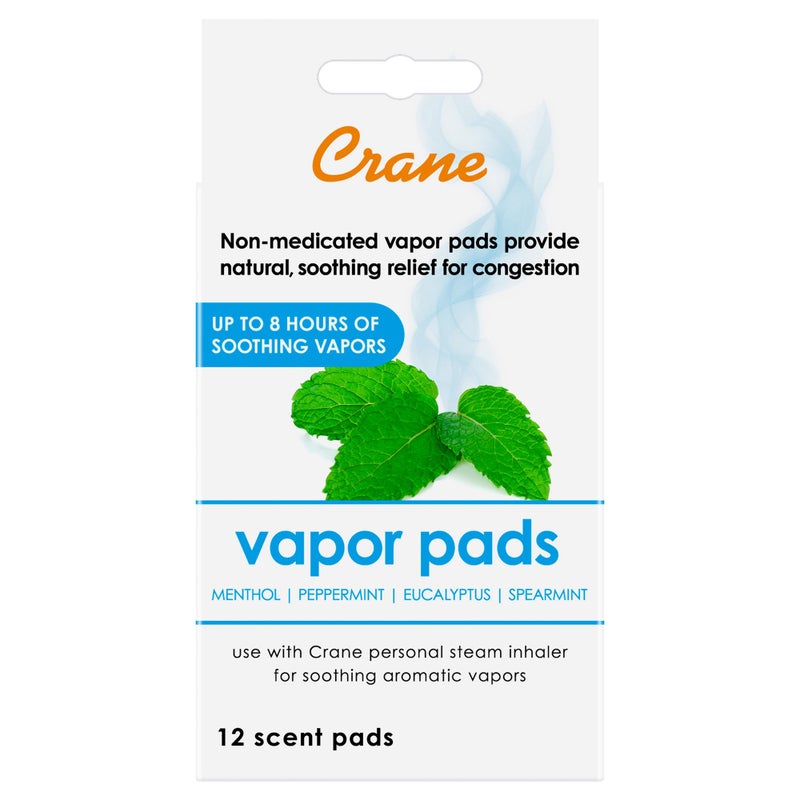 Crane Menthol-Eucalyptus Universal Vapor Pads, 12 Pack, for use Droplets, Corded Inhaler, Warm Mist humidifier - Image 2
