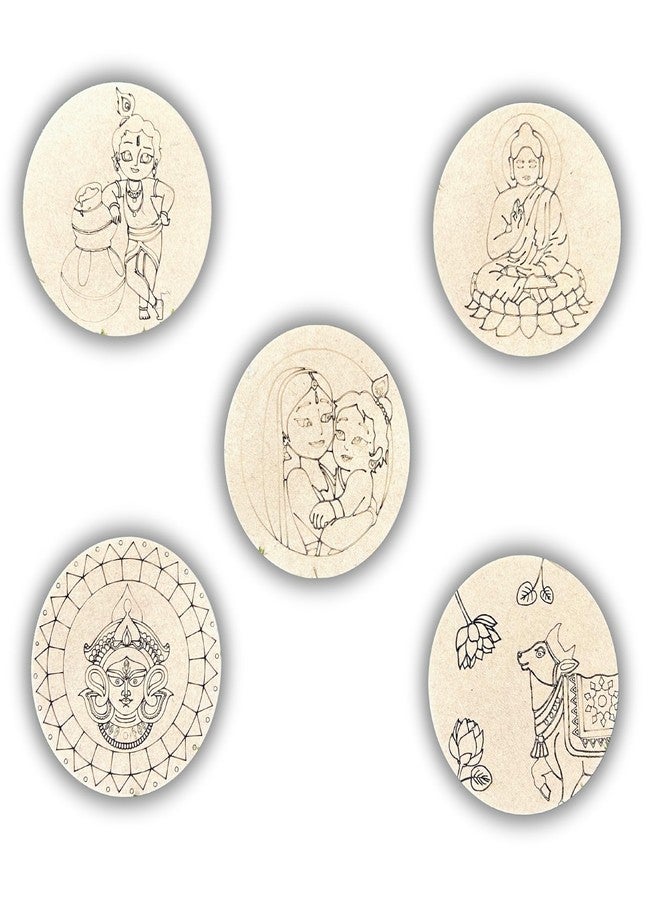 Ansoz Wooden Mandala Art Kit – DIY Religious Painting Set with 5 Wall Hanging Designs (6 Inch) | Creative Mandala Art Kit for Kids & Gift for Boys - Image 1