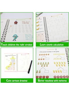 Splendors 8 Pieces (4 Arabic And 4 English) Magical Handwriting Practice Copybooks Early Childhood Education Materials Reusable Calligraphy Copybook Set For Preschoolers With Magic Pen  - Image 3