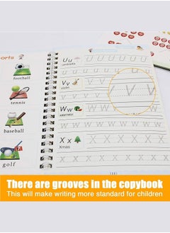 Splendors 8 Pieces (4 Arabic And 4 English) Magical Handwriting Practice Copybooks Early Childhood Education Materials Reusable Calligraphy Copybook Set For Preschoolers With Magic Pen  - Image 4