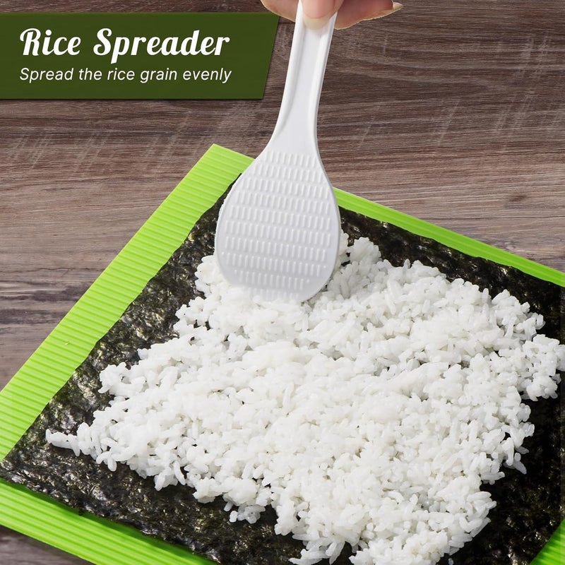 choxila Sushi Making Kit Silicone Sushi Mat Includes 1 Mat 2 Chopsticks 1 Spreader Japanese Style Smooth Finish Reusable Dishwasher Safe - Image 3