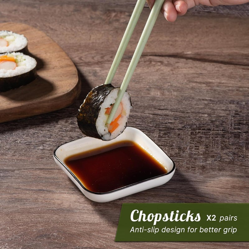 choxila Sushi Making Kit Silicone Sushi Mat Includes 1 Mat 2 Chopsticks 1 Spreader Japanese Style Smooth Finish Reusable Dishwasher Safe - Image 4