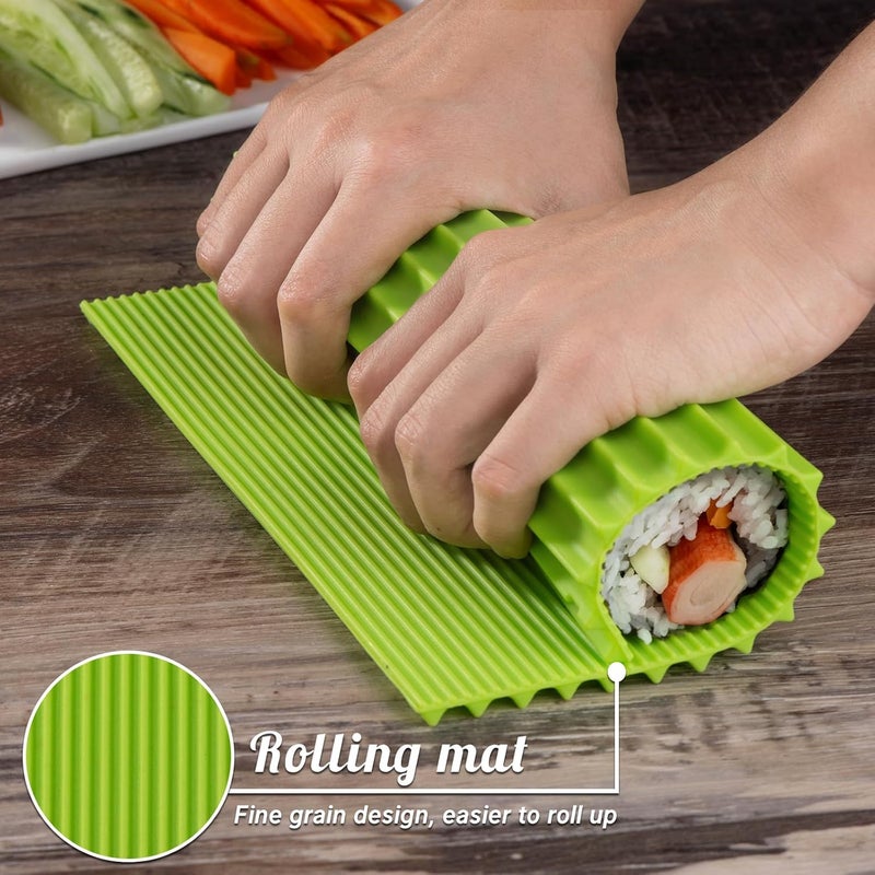 choxila Sushi Making Kit Silicone Sushi Mat Includes 1 Mat 2 Chopsticks 1 Spreader Japanese Style Smooth Finish Reusable Dishwasher Safe - Image 2