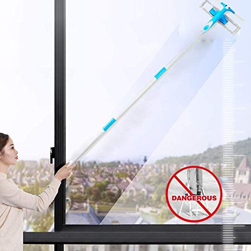 REDMART 2-in-1 Telescopic Window Cleaner Tool (Adjustable Handle) - Double Sided Glass Wiper Squeegee & Microfiber Scrubber for High Rise Windows & Car Windshield - Image 4