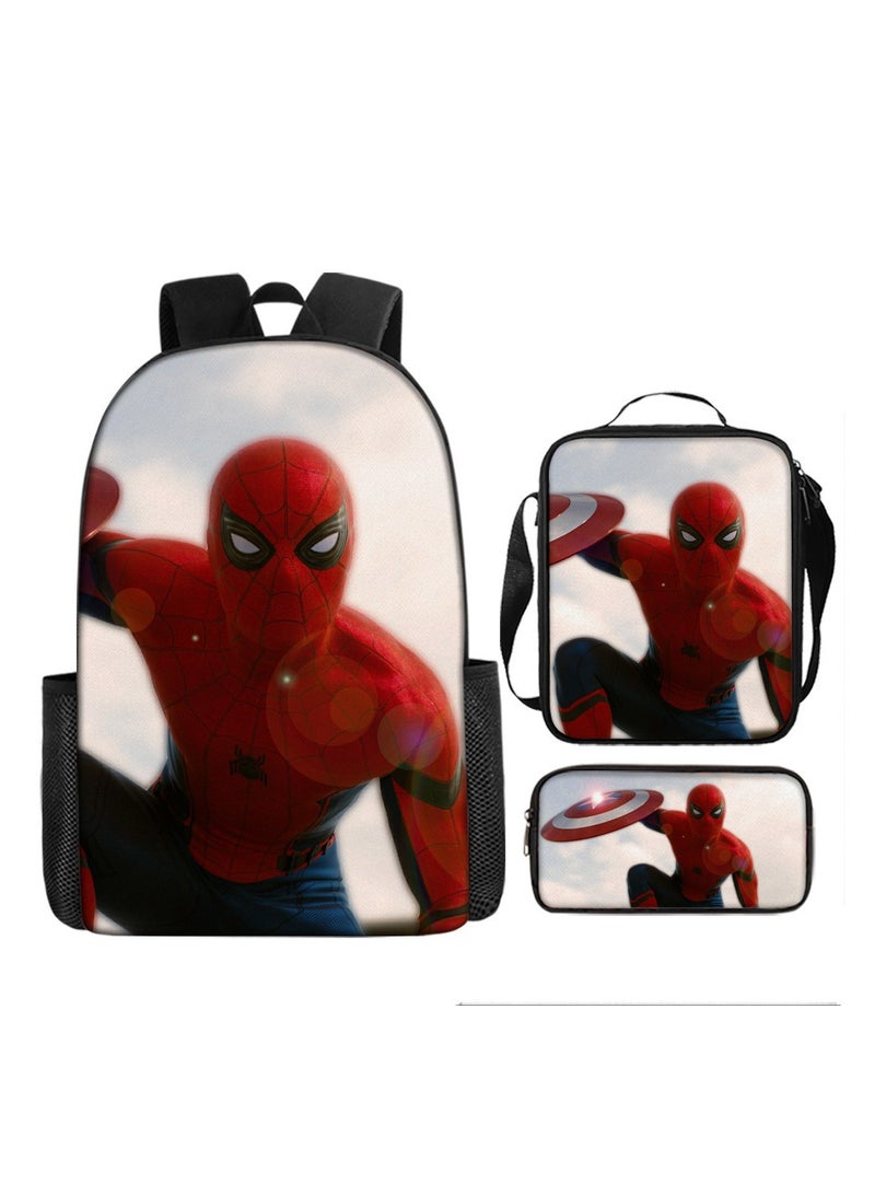 Backpacker Spider-Man Cartoon Digital Printing Children's Student School Bag Backpack 29*16*42CM + Shoulder Bag 19*6*23CM + Pencil Case 24*7*11CM Three-piece Set - Image 1