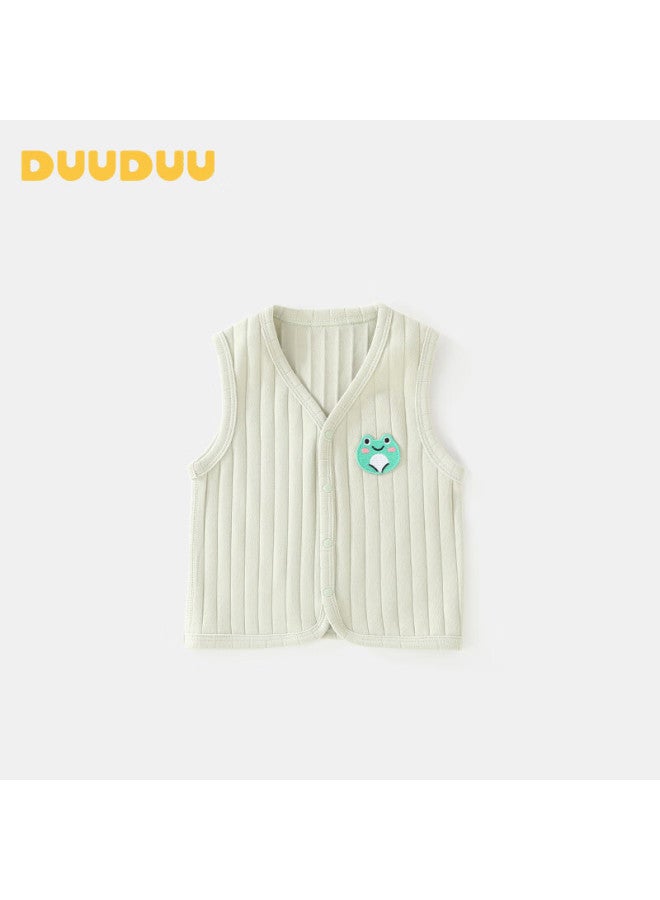 Duuduu Baby Vest Uni Infant Sleeveless Jacket Spring Autumn Winter Four Seasons Solid Color Newborn Outwear Green 90 - Image 1