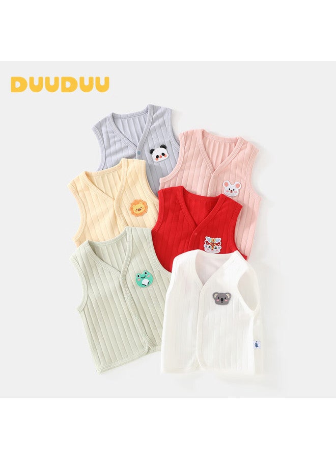 Duuduu Baby Vest Uni Infant Sleeveless Jacket Spring Autumn Winter Four Seasons Solid Color Newborn Outwear Green 90 - Image 2