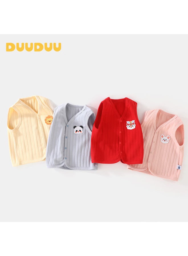 Duuduu Baby Vest Uni Infant Sleeveless Jacket Spring Autumn Winter Four Seasons Solid Color Newborn Outwear Green 90 - Image 3