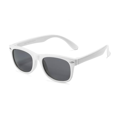 AZorb Kids Polarized Sunglasses TPEE Rubber Flexible Frame for Boys Girls Age 3-8, 100% UV Protection (White/Grey) - Image 1