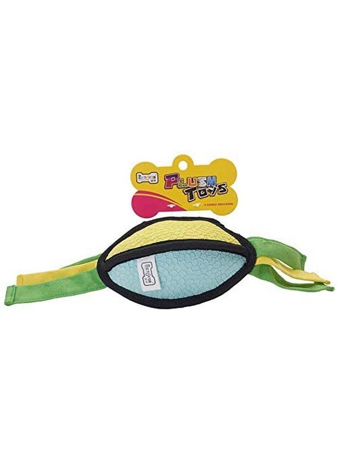 بت ألعاب مضغ تفاعلية من القطيفة مصنوعة يدويًا من مادة اللاتكس الناعمة مع صرير وخياطة مزدوجة للجراء - لعبة الركبي - أخضر وأصفر - Image 5