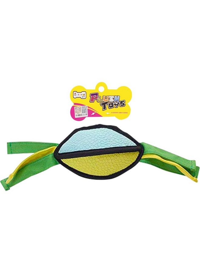 بت ألعاب مضغ تفاعلية من القطيفة مصنوعة يدويًا من مادة اللاتكس الناعمة مع صرير وخياطة مزدوجة للجراء - لعبة الركبي - أخضر وأصفر - Image 1