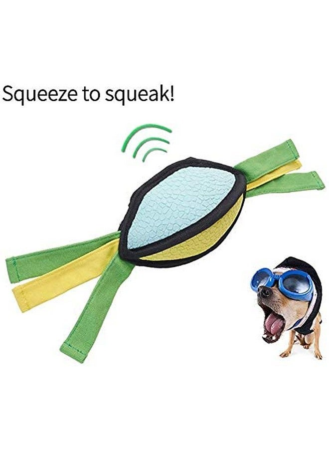 بت ألعاب مضغ تفاعلية من القطيفة مصنوعة يدويًا من مادة اللاتكس الناعمة مع صرير وخياطة مزدوجة للجراء - لعبة الركبي - أخضر وأصفر - Image 4