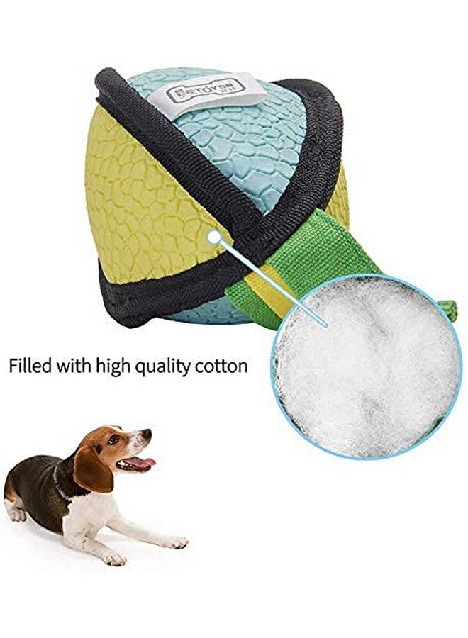 بت ألعاب مضغ تفاعلية من القطيفة مصنوعة يدويًا من مادة اللاتكس الناعمة مع صرير وخياطة مزدوجة للجراء - لعبة الركبي - أخضر وأصفر - Image 3