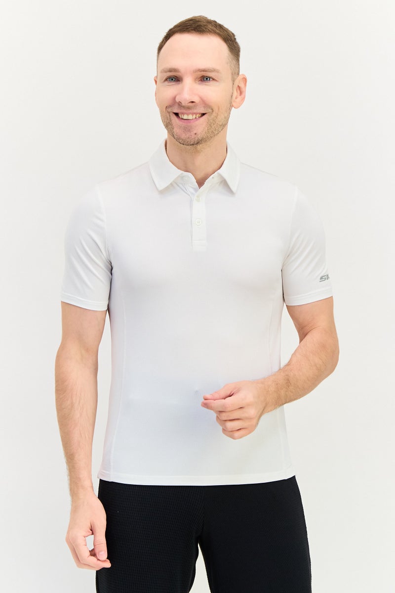 SKECHERS Men Sportswear Fit Short Sleeve Outdoor Polo Shirt, White - Image 1