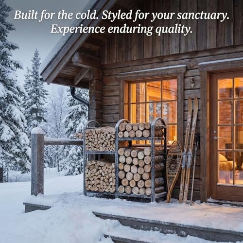 ZEXVIDA Firewood Rack Indoor With Hooks, 31inch Firewood Rack, 2-Tier log holders for firewood outdoor, Fireplace Wood holder Indoor, Adjustable Small Fire Wood Storage - Image 4