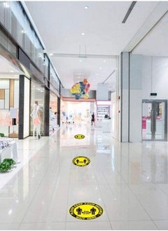 Y&D 5 Pack Social Distancing Floor Decal Pattern Round Safety Sign Signs Waterproof and Easy Remove Specialized Sticker for Crowd Control Guidance  - Image 3