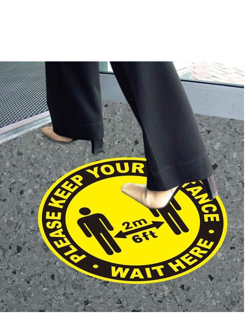 Y&D - 5 Pack Social Distancing Floor Decal Pattern Round Safety Sign Signs Waterproof and Easy Remove Specialized Sticker for Crowd Control Guidance - Image 1