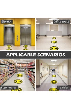 Y&D 5 Pack Social Distancing Floor Decal Pattern Round Safety Sign Signs Waterproof and Easy Remove Specialized Sticker for Crowd Control Guidance  - Image 2