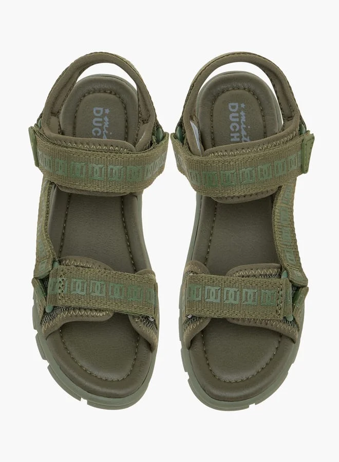 Mister Duchini Boys Monogram Print Floaters With Hook And Loop Closure