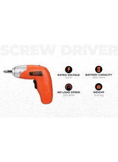 BLACK+DECKER BLACK+DECKER KC3610 3.6V 200RPM Cordless Screwdriver Set Ni-Cd (Nickel-Cadmium) with LED Worklight, 10-pieces Screw Bits Set & Adjustable Torque for Home & DIY Use, 1 Year Warranty, ORANGE & BLACK  - Image 2