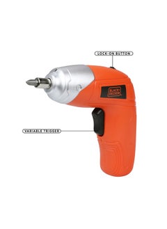 BLACK+DECKER BLACK+DECKER KC3610 3.6V 200RPM Cordless Screwdriver Set Ni-Cd (Nickel-Cadmium) with LED Worklight, 10-pieces Screw Bits Set & Adjustable Torque for Home & DIY Use, 1 Year Warranty, ORANGE & BLACK  - Image 3