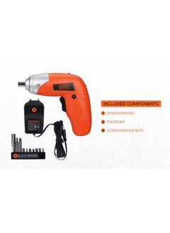 BLACK+DECKER BLACK+DECKER KC3610 3.6V 200RPM Cordless Screwdriver Set Ni-Cd (Nickel-Cadmium) with LED Worklight, 10-pieces Screw Bits Set & Adjustable Torque for Home & DIY Use, 1 Year Warranty, ORANGE & BLACK  - Image 4