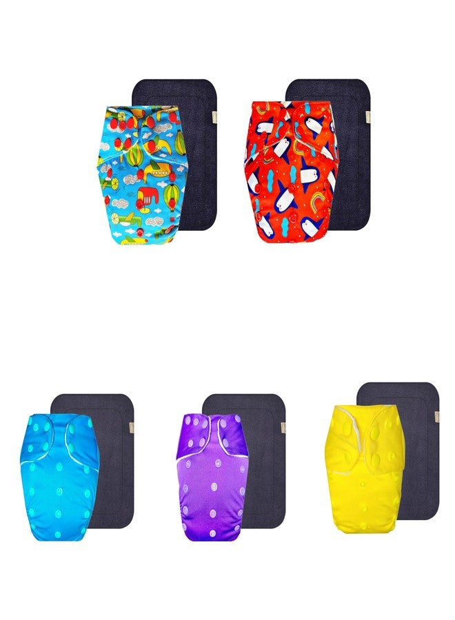 Dumbledo Premium Cloth Diaper with Gray Insert (Pack of 5) | Hypoallergenic | Reusable & Washable | Quick Dry | Trusted by Moms | 3 Months - 3 Years | Unisex Baby - Image 1