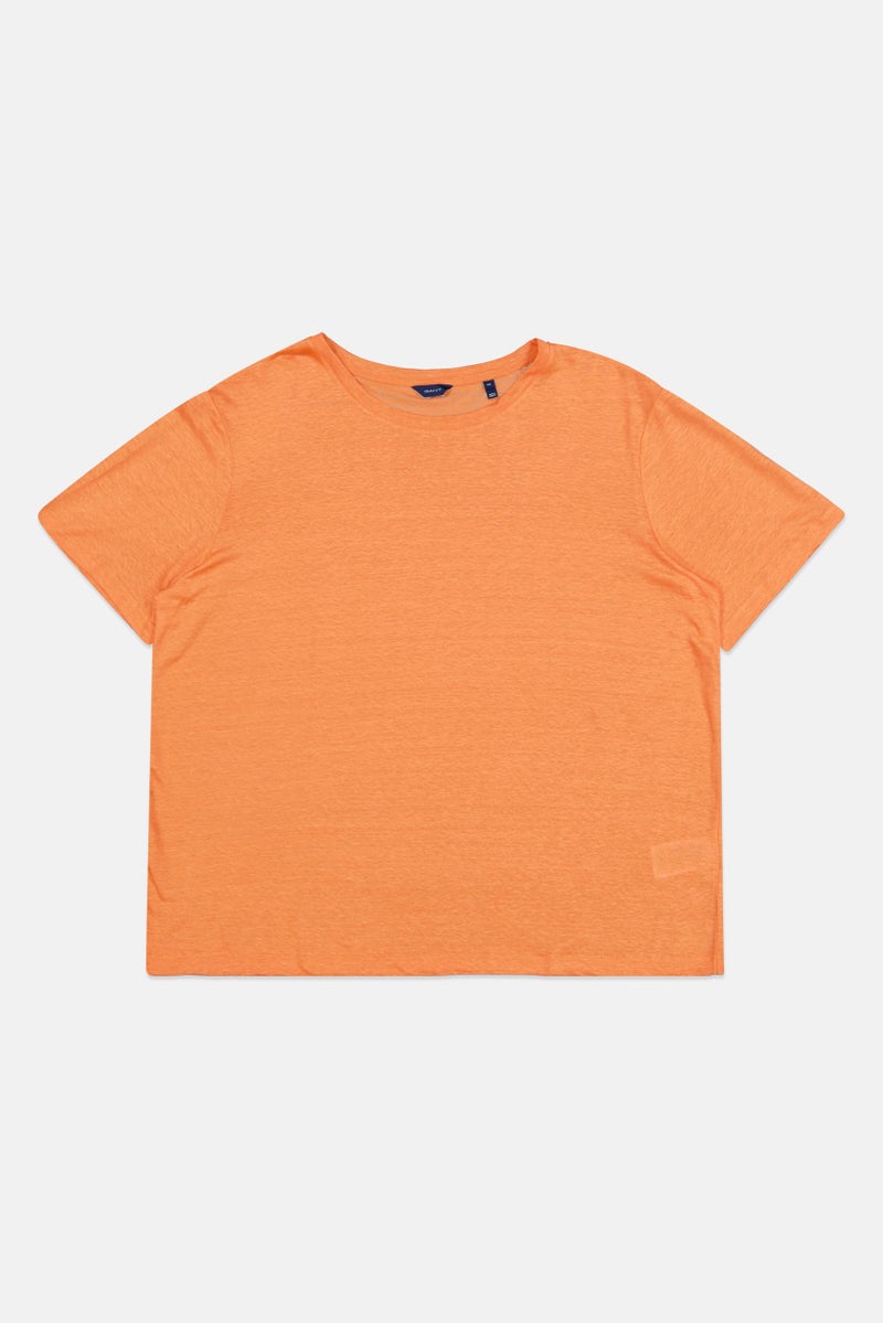 GANT Women Crew Neck Short Sleeve Plain T-Shirt, Orange - Image 3