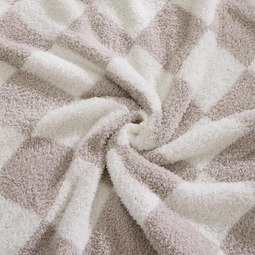 WRENSONGE Fall Checkered Throw Blanket, Taupe Soft Cozy Fluffy Warm Throw Blankets for Couch, Sofa, Chair, Bed, Camping, Picnic, Office,Travel Lightweight Bed Blanket - 50"*70" - Image 5