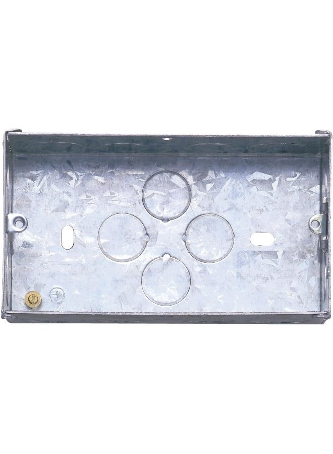 Royal Apex Double 2-Gang Metal Flush Mount Pattress Galvanised Metal Box - Image 1